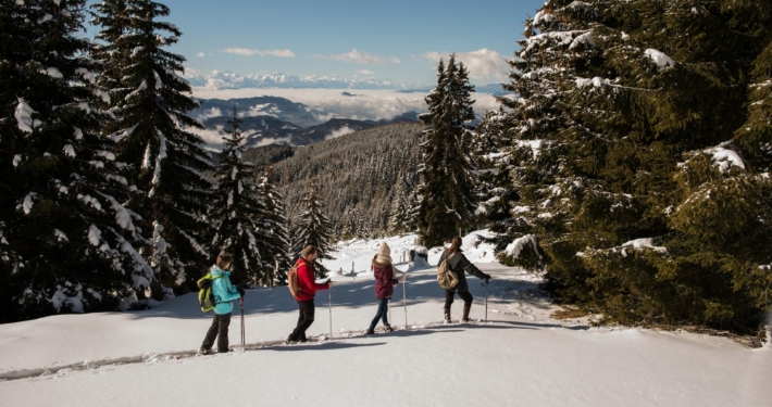 Schneeschuhwandern auf der Saualpe oberhalb von Eberstein